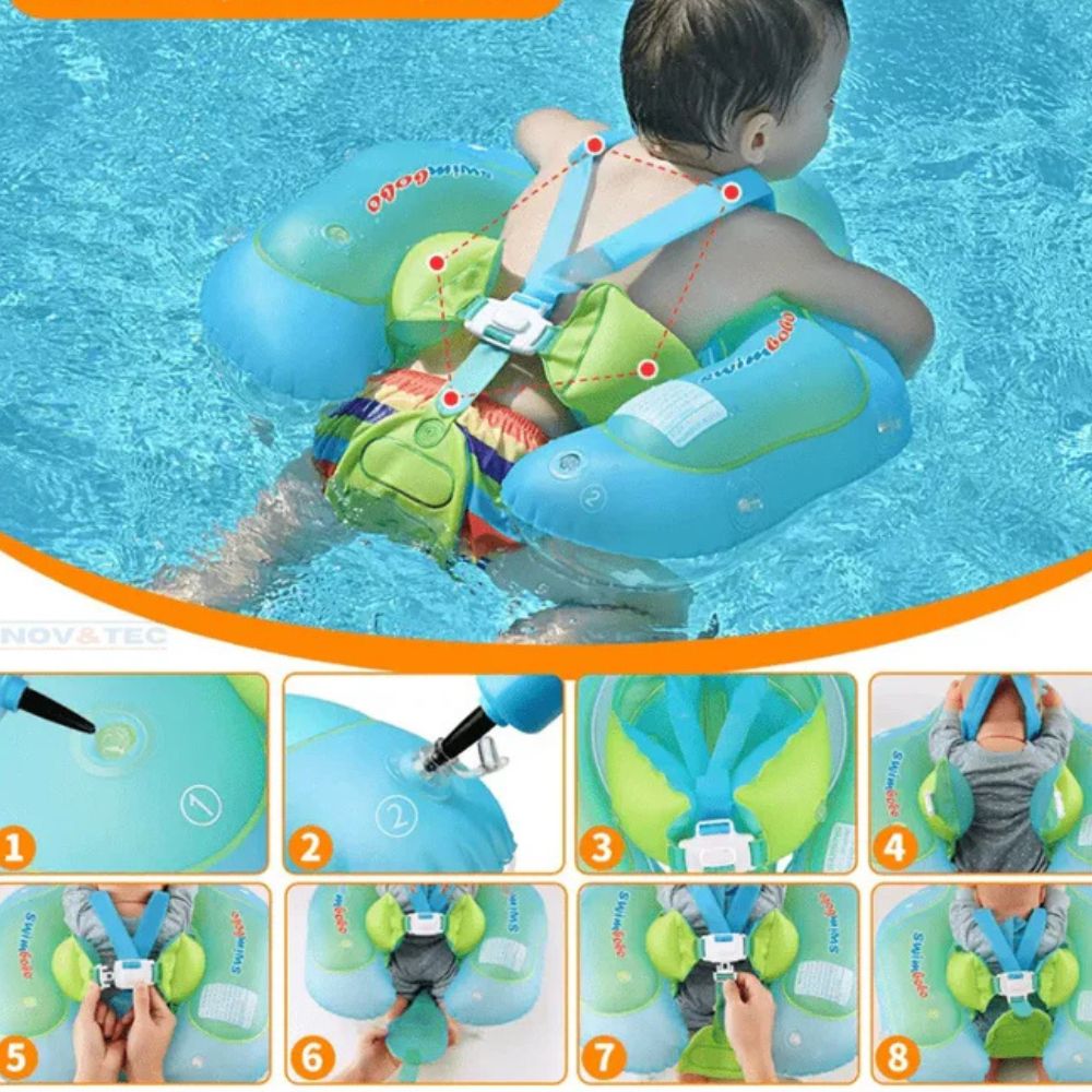 Aufblasbarer Kinder-Schwimmring mit abnehmbarem Sonnenschutz - BabySun