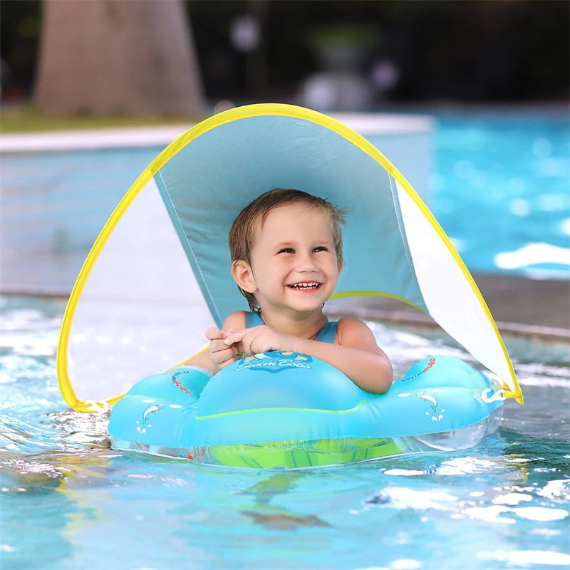Aufblasbarer Kinder-Schwimmring mit abnehmbarem Sonnenschutz - BabySun