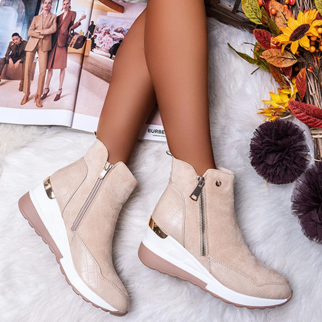 Damen-Stiefelette aus Wildleder mit kurzem Schaft - CozyChic