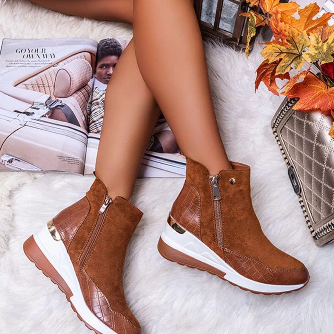 Damen-Stiefelette aus Wildleder mit kurzem Schaft - CozyChic