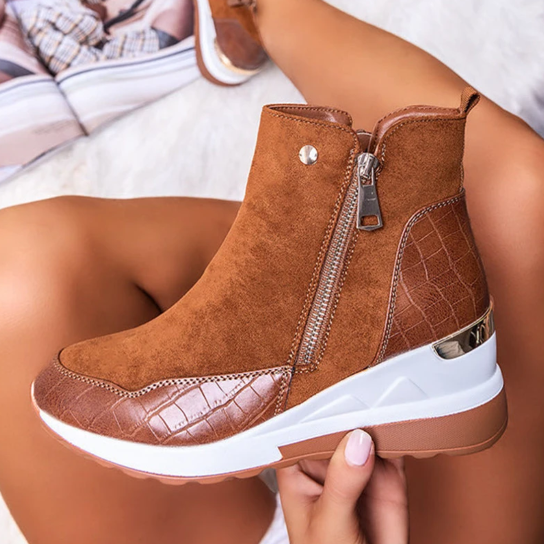 Damen-Stiefelette aus Wildleder mit kurzem Schaft - CozyChic