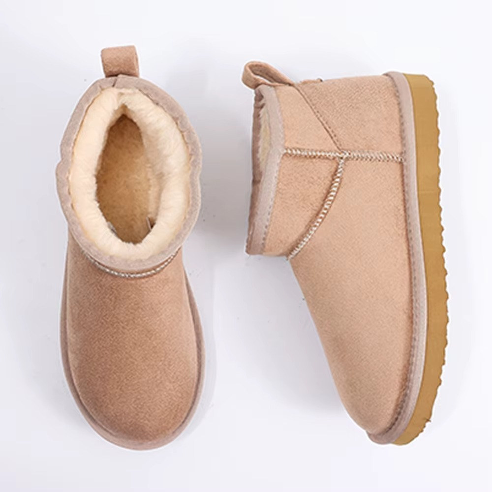 Damen-Winterstiefel mit Plüschfutter und niedrigem Schaft