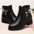 Damen-Lederstiefel mit weichem Baumwollfutter für den Winter