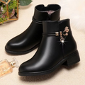 Damen-Lederstiefel mit weichem Baumwollfutter für den Winter