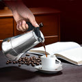 Klassische Mokka-Kaffeekanne aus Edelstahl