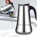 Klassische Mokka-Kaffeekanne aus Edelstahl