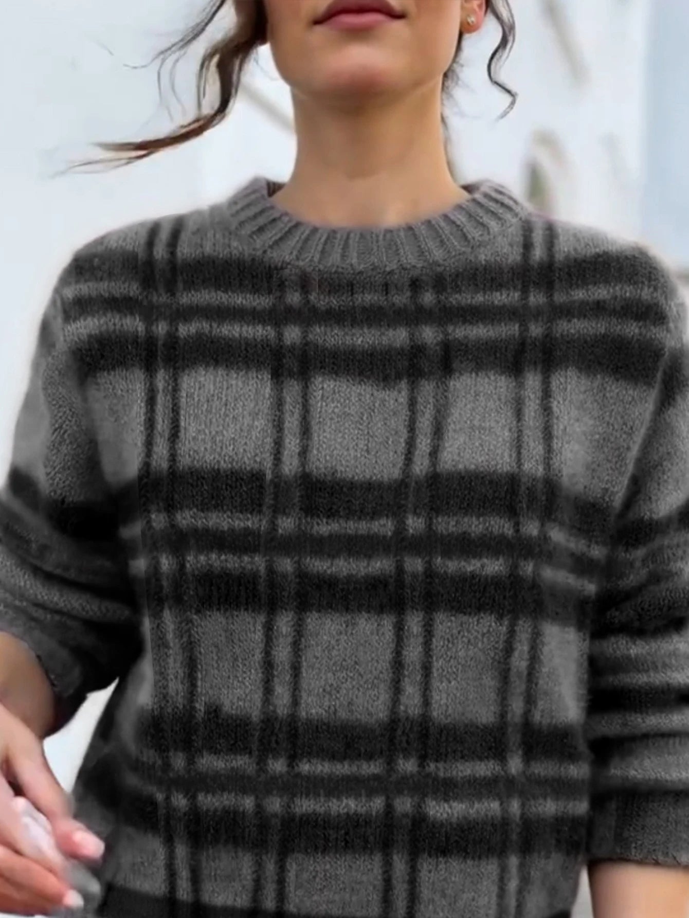 Lässige gestreifte Strickjacke für Damen für den Winter
