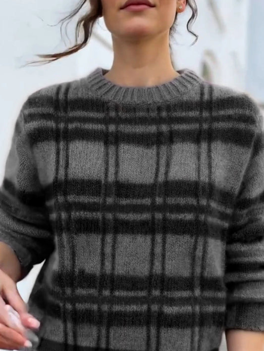 Lässige gestreifte Strickjacke für Damen für den Winter