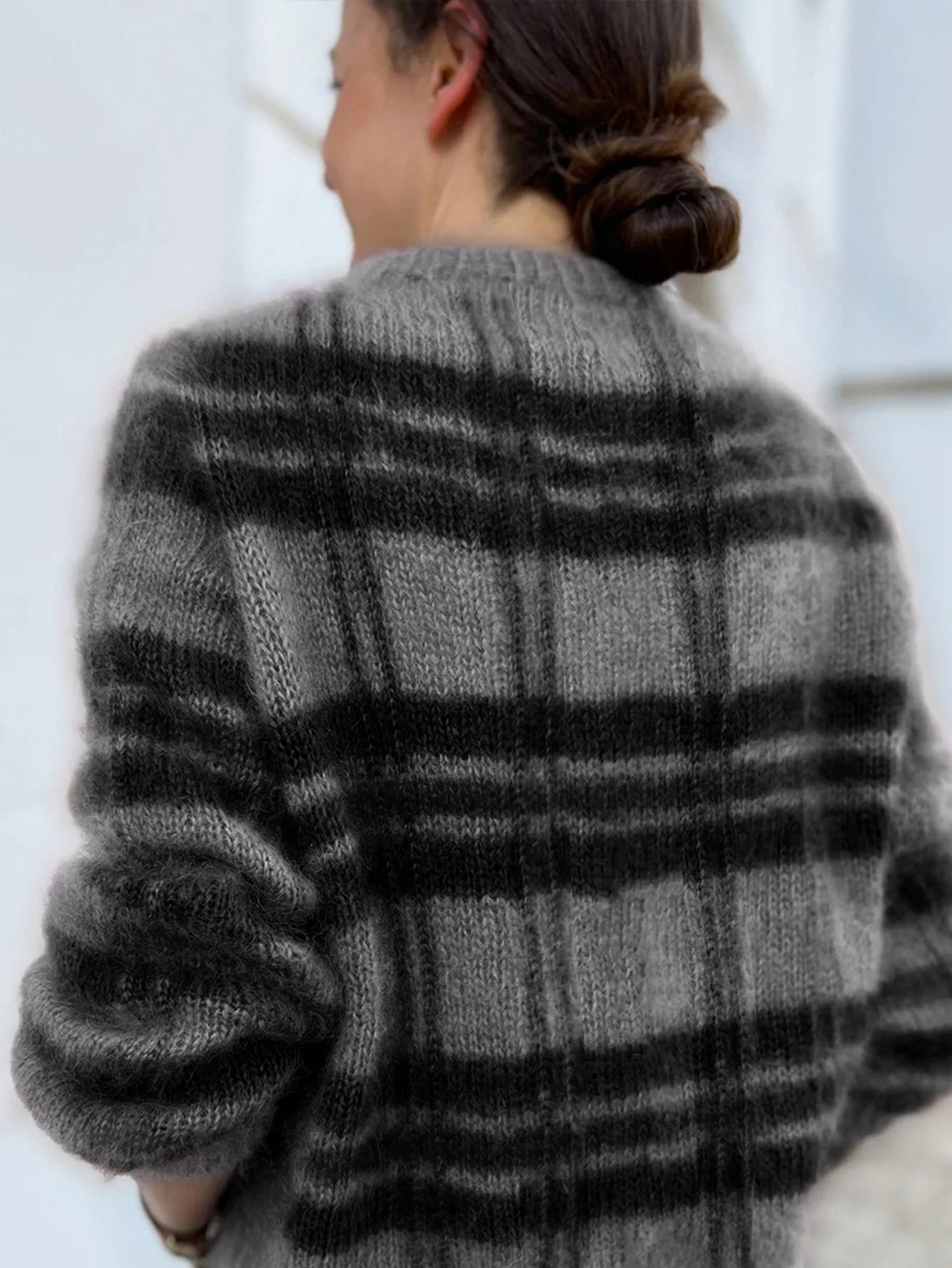 Lässige gestreifte Strickjacke für Damen für den Winter