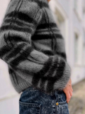 Lässige gestreifte Strickjacke für Damen für den Winter