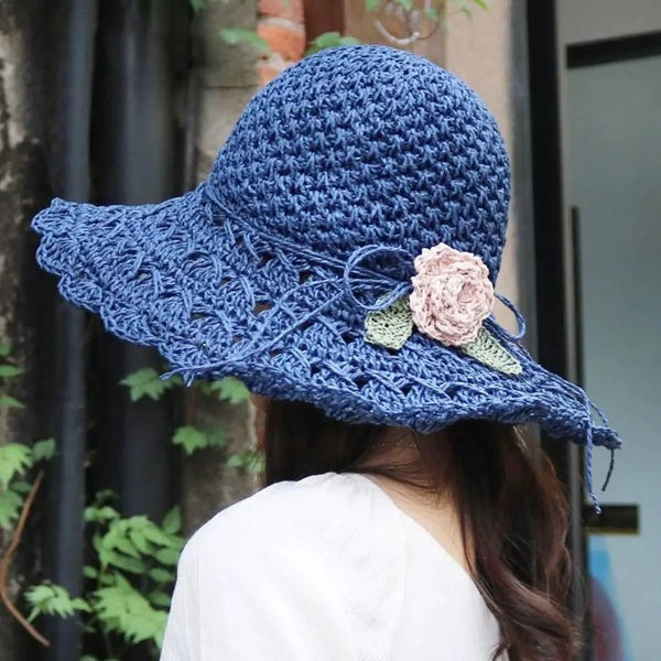 Damen-Sommerhut aus Häkelspitze mit Blumenmuster