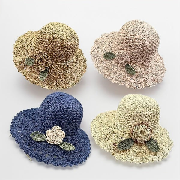 Damen-Sommerhut aus Häkelspitze mit Blumenmuster