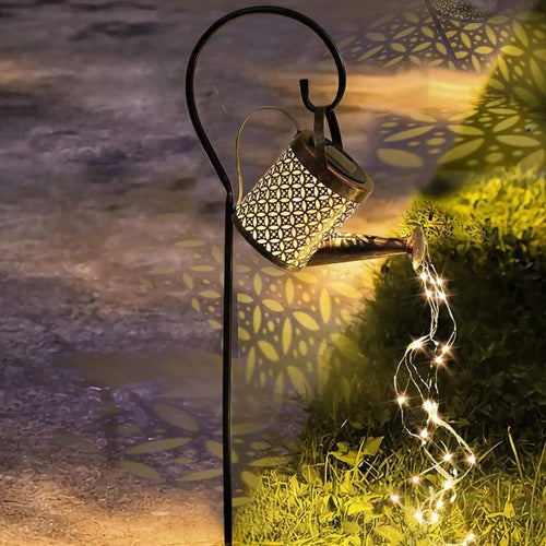 Gartendeko Gießkanne mit Solar-LED-Licht