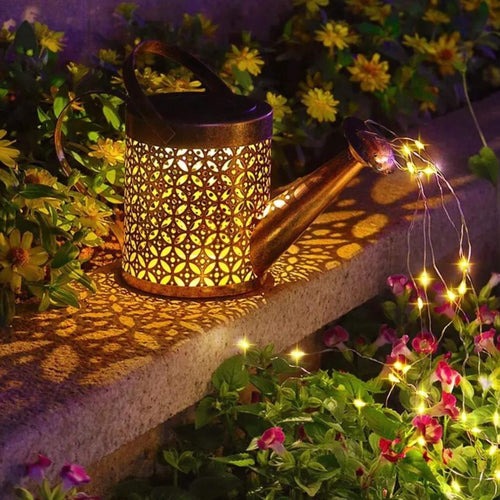 Gartendeko Gießkanne mit Solar-LED-Licht