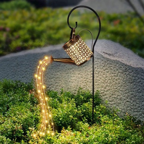 Gartendeko Gießkanne mit Solar-LED-Licht
