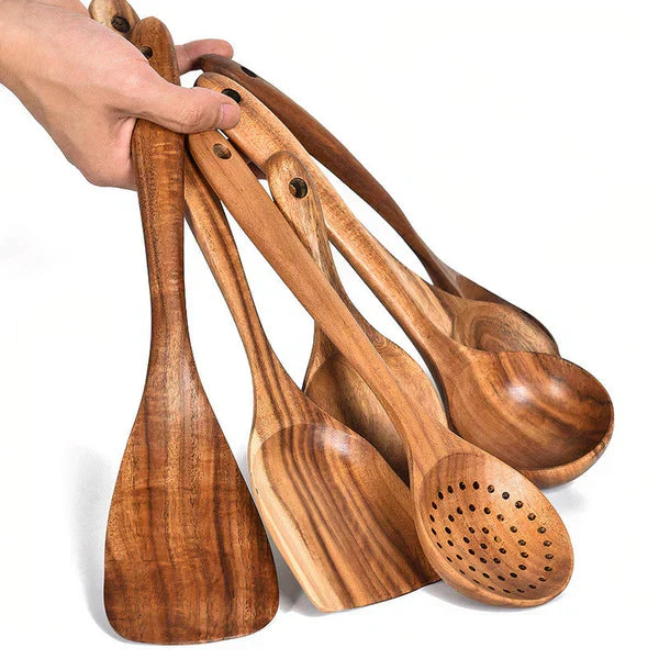 Umweltfreundliches Küchenutensilien-Set aus Holz