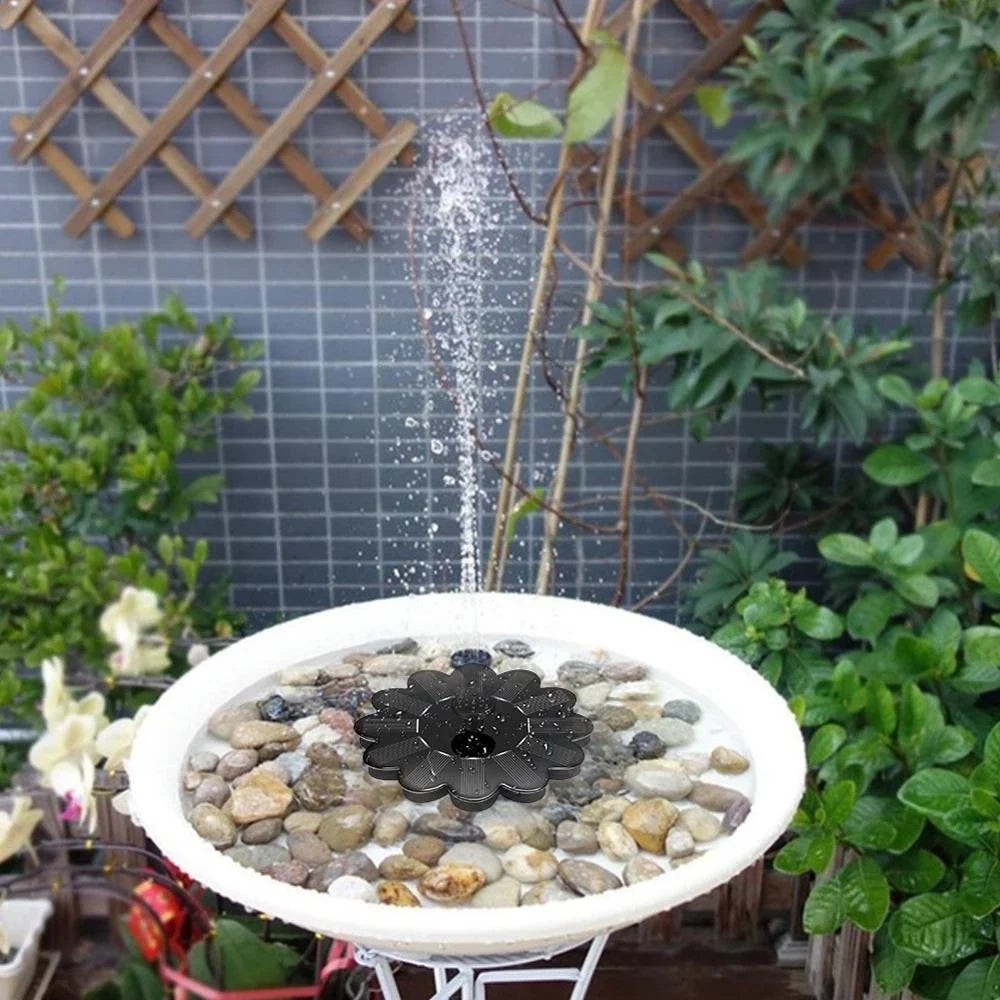 Vogeltränke-Brunnen mit Solarpanel - Gartendekoration