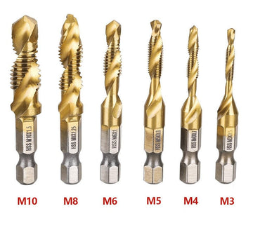 Set mit 6 Titan-Stahlbohrern 2 in 1 - Bohren und Gewindeschneiden