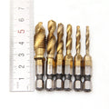 Set mit 6 Titan-Stahlbohrern 2 in 1 - Bohren und Gewindeschneiden