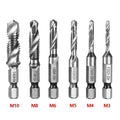 Set mit 6 Titan-Stahlbohrern 2 in 1 - Bohren und Gewindeschneiden
