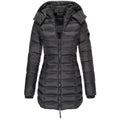 Lange Damen-Steppjacke mit Kapuze - WinterGlam