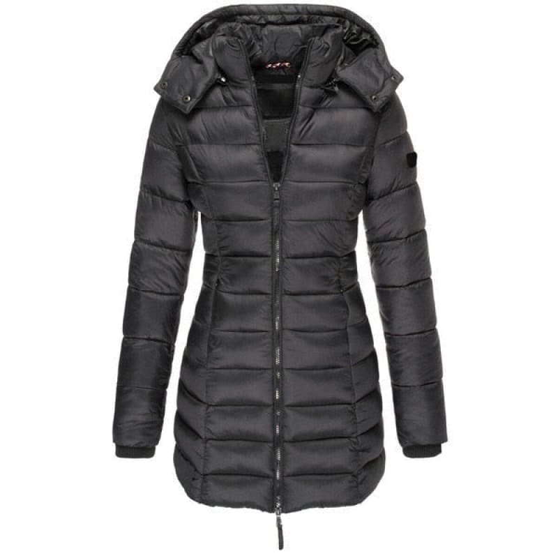 Lange Damen-Steppjacke mit Kapuze - WinterGlam