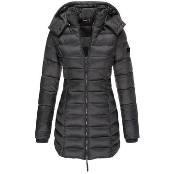 Lange Damen-Steppjacke mit Kapuze - WinterGlam