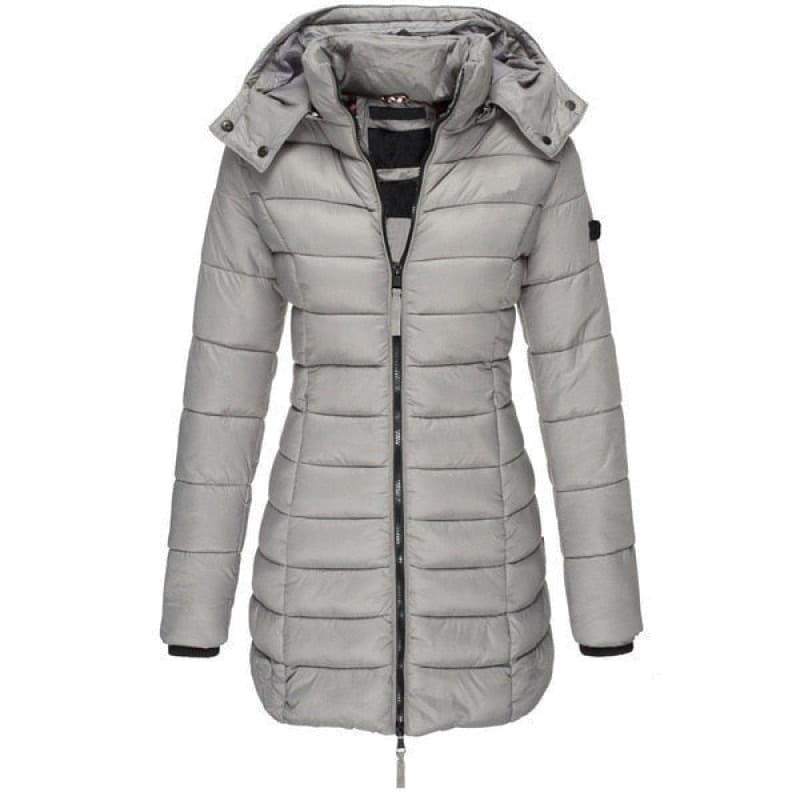 Lange Damen-Steppjacke mit Kapuze - WinterGlam