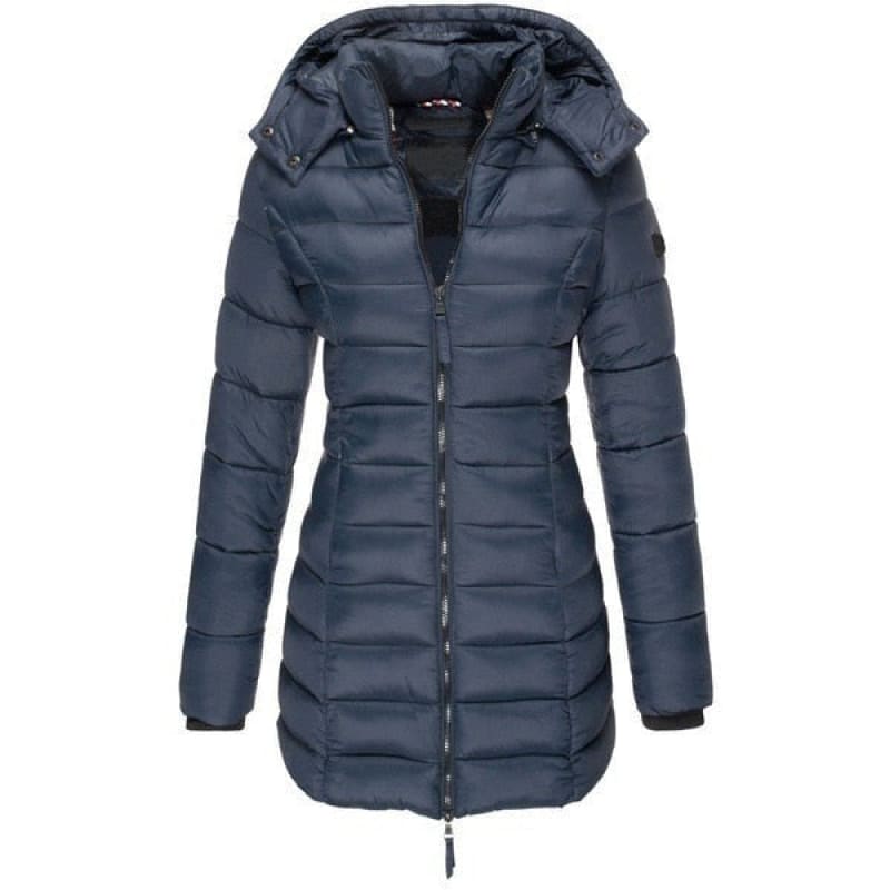Lange Damen-Steppjacke mit Kapuze - WinterGlam