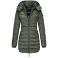 Lange Damen-Steppjacke mit Kapuze - WinterGlam