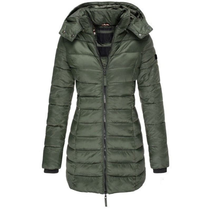 Lange Damen-Steppjacke mit Kapuze - WinterGlam