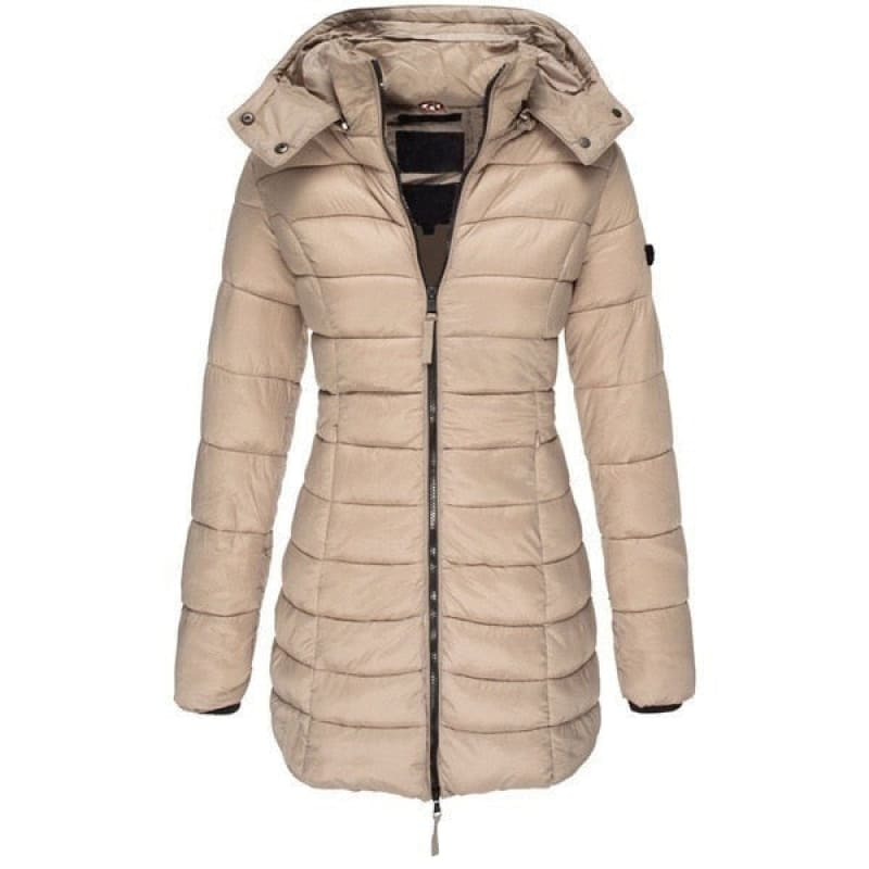 Lange Damen-Steppjacke mit Kapuze - WinterGlam