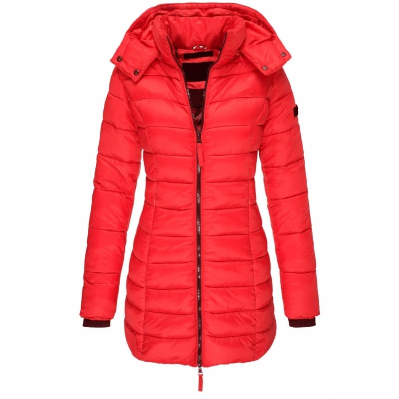 Lange Damen-Steppjacke mit Kapuze - WinterGlam