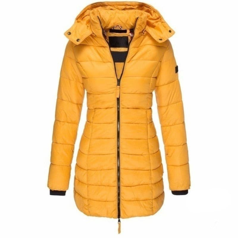 Lange Damen-Steppjacke mit Kapuze - WinterGlam