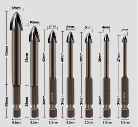 Set mit 7 unzerstörbaren Universalbohrern Max Drill