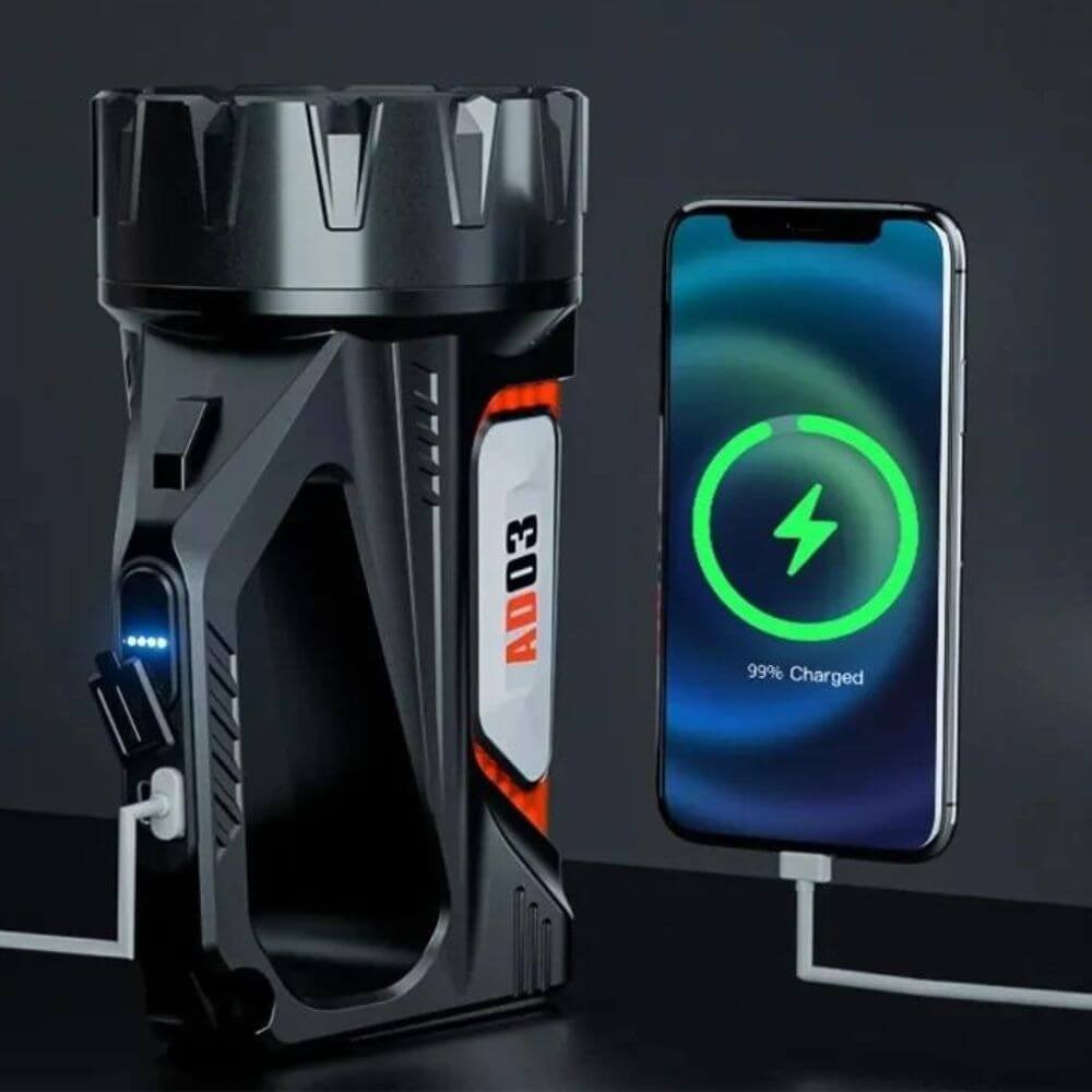 Wiederaufladbare Solar-Taschenlampe mit Integrierter Powerbank