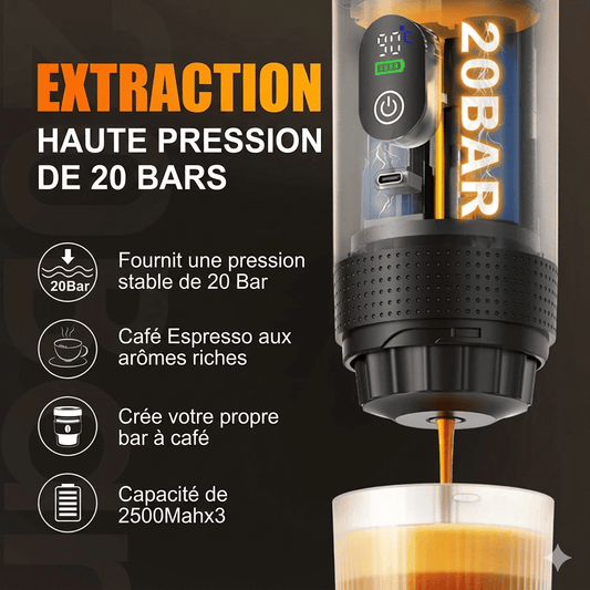 Tragbare 3-in-1-Espressomaschine – kabellos, für Auto und Reisen | BrewGo Pro + kostenloses Reinigungsset