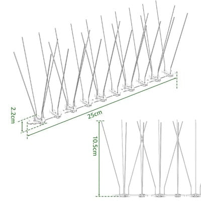 Vogelabwehr-Spikes für Dachziegel aus Edelstahl - 12 Stück
