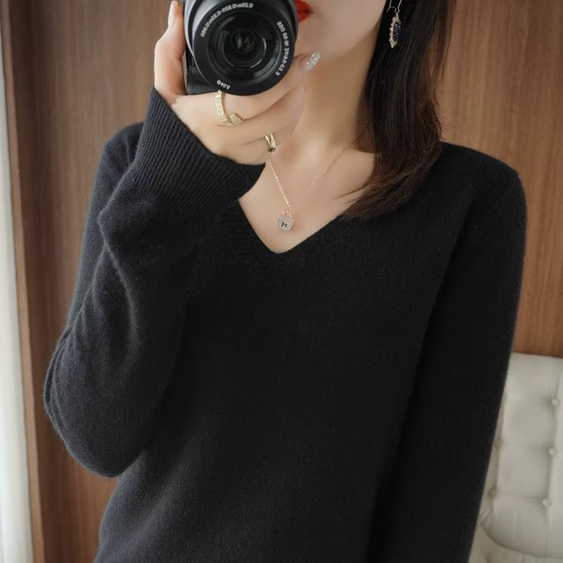 Basic-Winterpullover für Damen mit V-Ausschnitt