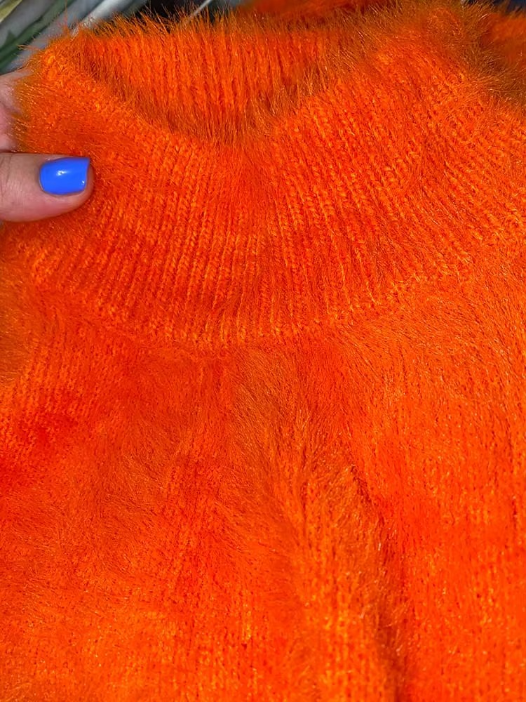 Plüschgefütterter Rollkragenpullover für Damen