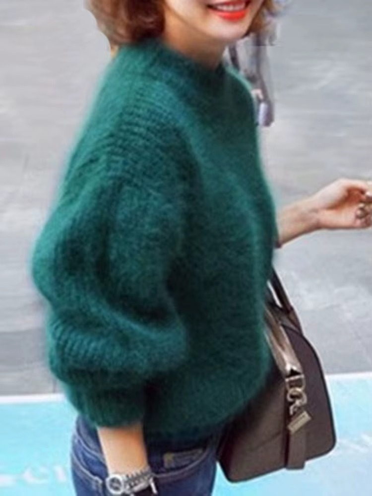 Plüschgefütterter Rollkragenpullover für Damen