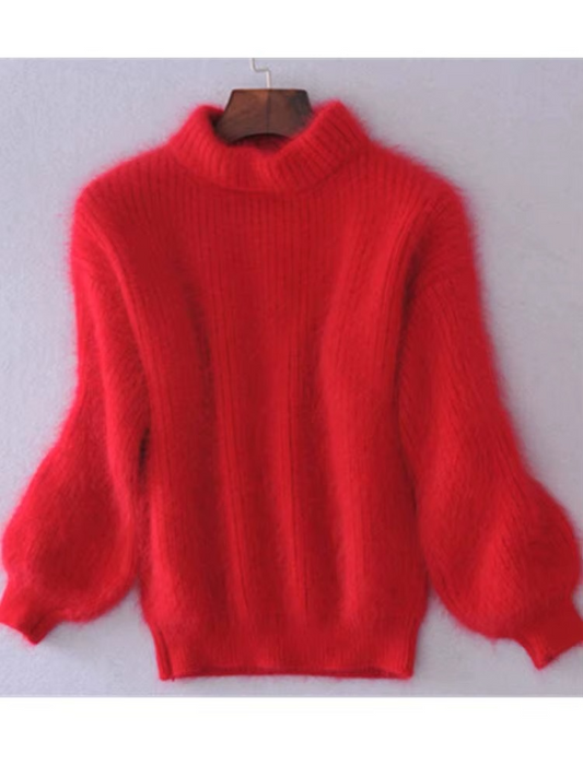 Plüschgefütterter Rollkragenpullover für Damen