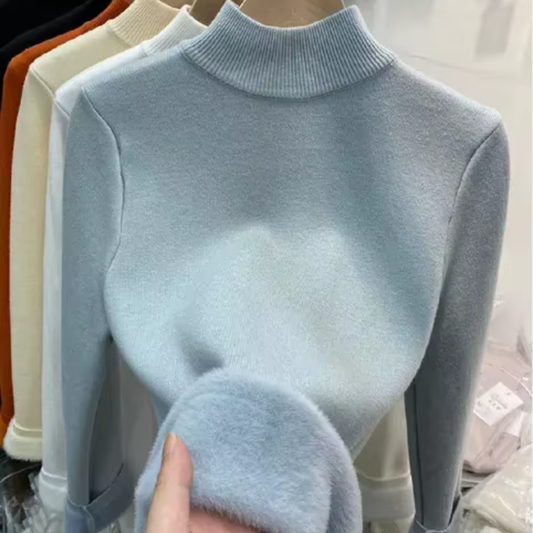 Plüschgefütterter Damenpullover für den Winter