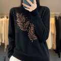 Damen-Basic-Pullover aus bedrucktem Kaschmir