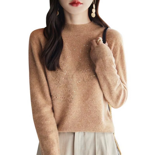 Damen-Basic-Pullover aus bedrucktem Kaschmir