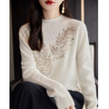 Damen-Basic-Pullover aus bedrucktem Kaschmir