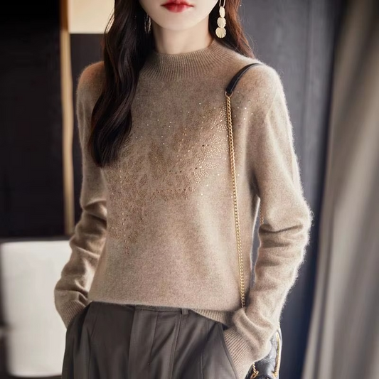 Damen-Basic-Pullover aus bedrucktem Kaschmir