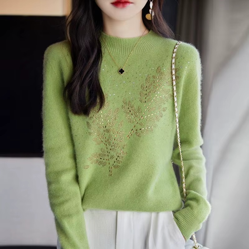 Damen-Basic-Pullover aus bedrucktem Kaschmir