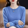 Klassischer Damen-Wollpullover mit Rundhalsausschnitt