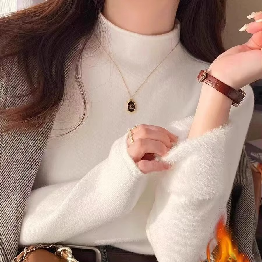Damen-Strickpullover mit Rollkragen und Futter für den Winter